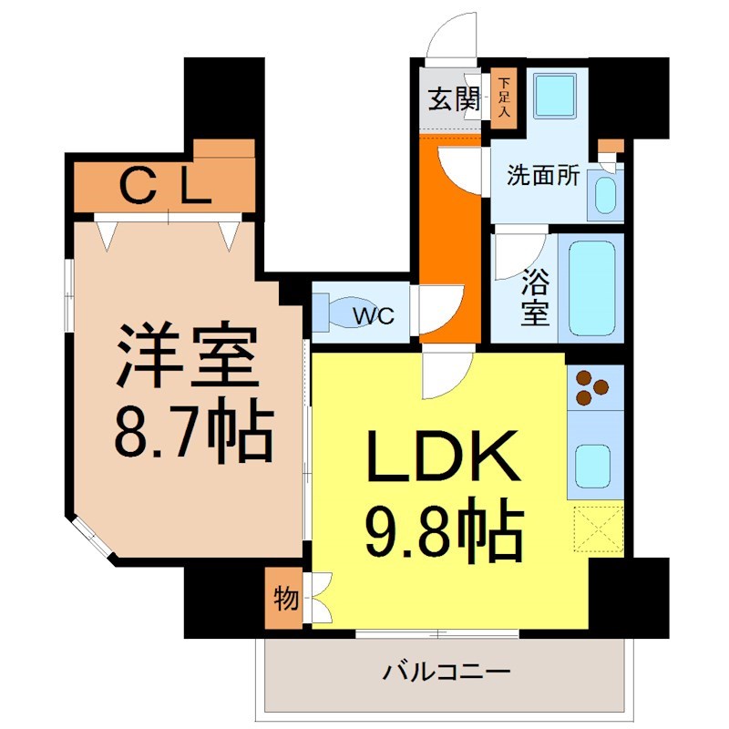 名古屋市北区城見通のマンションの間取り