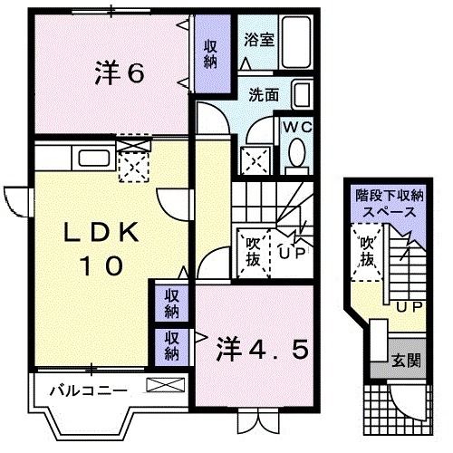 岩国市車町のアパートの間取り