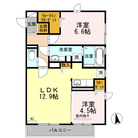 出雲市大津町のアパートの間取り