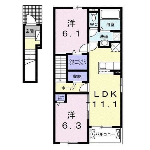 紀の川市中井阪のアパートの間取り