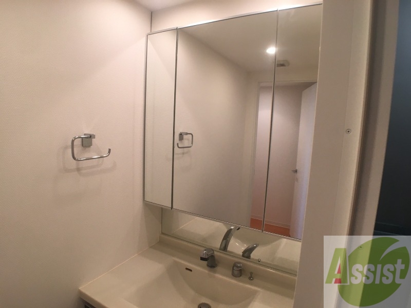 洗面設備　独立洗面台です。大きくてよいですね。シャンプーもできます。