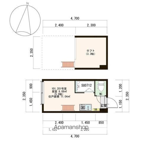 ＪＲ中央線 高円寺駅 徒歩7分 2階建 築10年の間取り写真