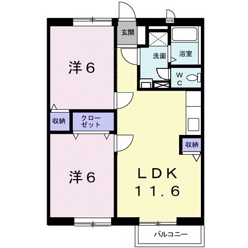 橋本市隅田町河瀬のアパートの間取り