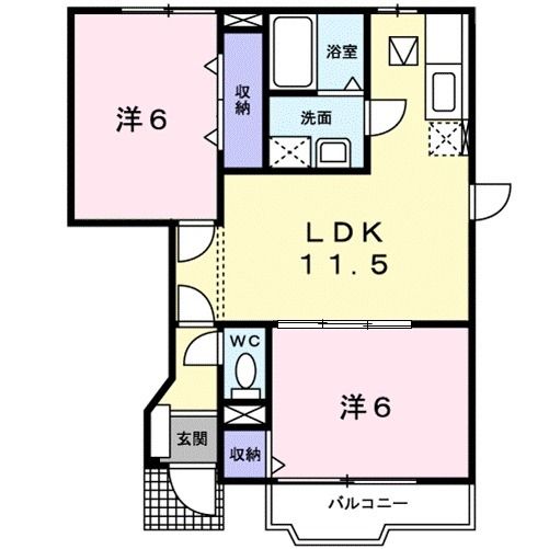 湖南市平松北のアパートの間取り