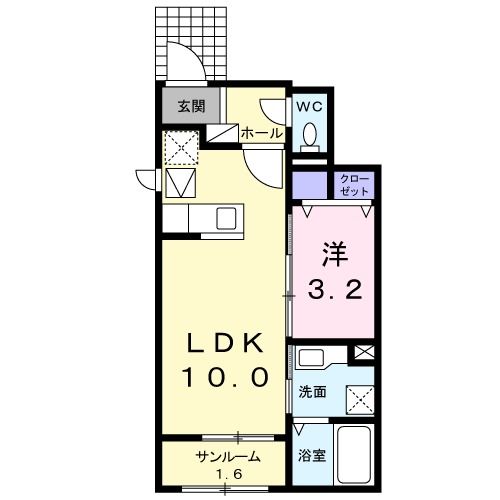 桜川市東桜川のアパートの間取り