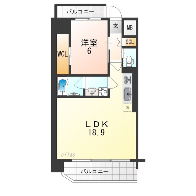 大阪市淀川区宮原のマンションの間取り