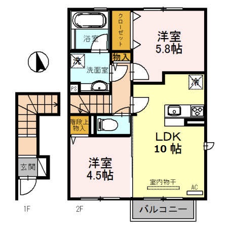 小野市上本町のアパートの間取り