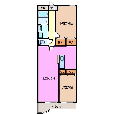 三重郡菰野町大字菰野のマンションの間取り