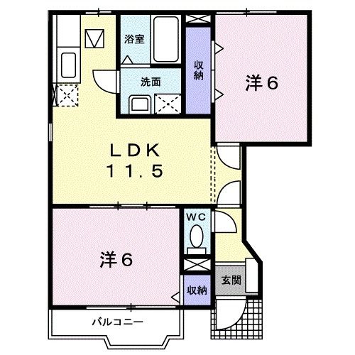 御坊市湯川町財部のアパートの間取り