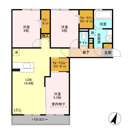 木更津市金田東のアパートの間取り