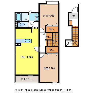 塩尻市大字広丘吉田のアパートの間取り