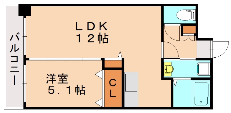 北九州市戸畑区中原西のマンションの間取り