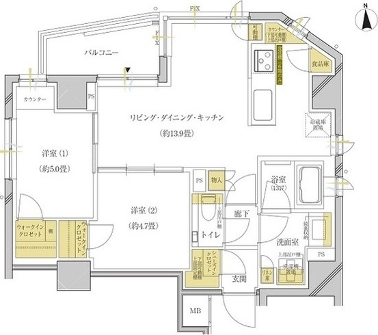 大田区北千束のマンションの間取り