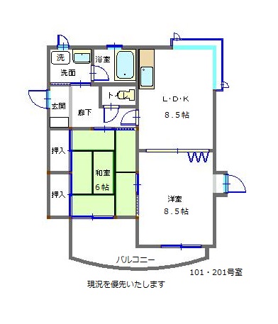 山形市小立のアパートの間取り