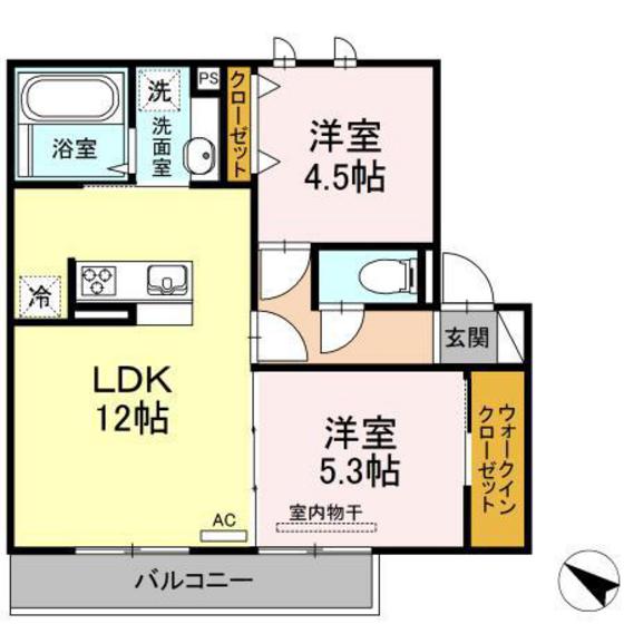 安芸郡海田町東のアパートの間取り