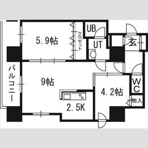 札幌市中央区南四条東のマンションの間取り