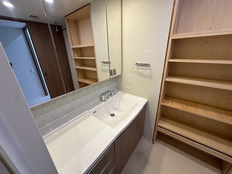 洗面設備　※棚が撤去されてキッチンに出れるようになります※