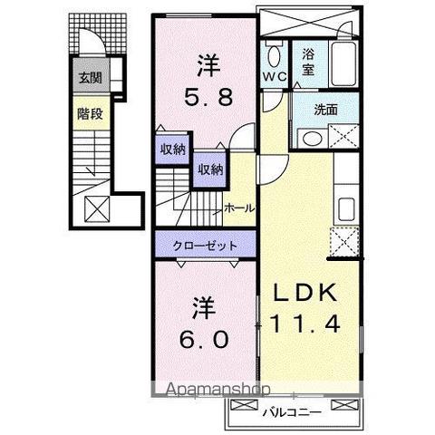 ＪＲ東海道本線 六合駅 徒歩63分 2階建 築19年の間取り写真