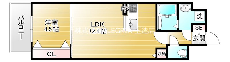 地下鉄千日前線 鶴橋駅 徒歩4分 9階建 築10年の間取り写真