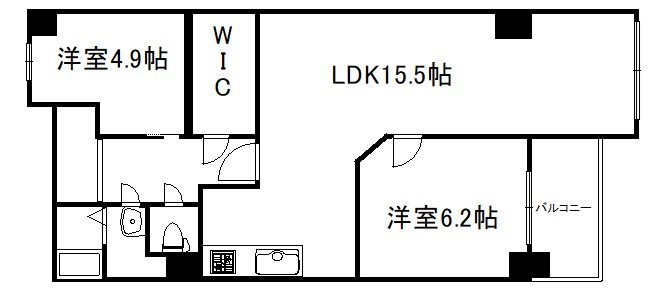 京都市上京区新白水丸町のマンションの間取り