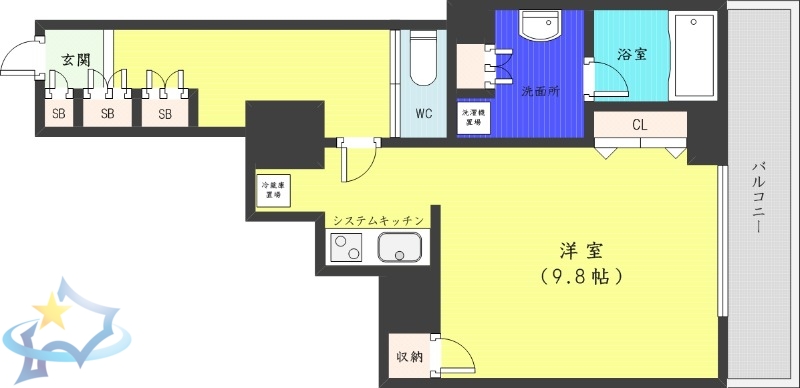 【札幌市中央区南九条西のマンションの間取り】