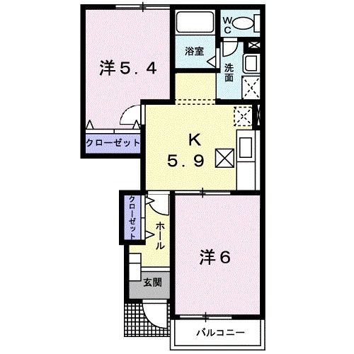 敦賀市和久野のアパートの間取り