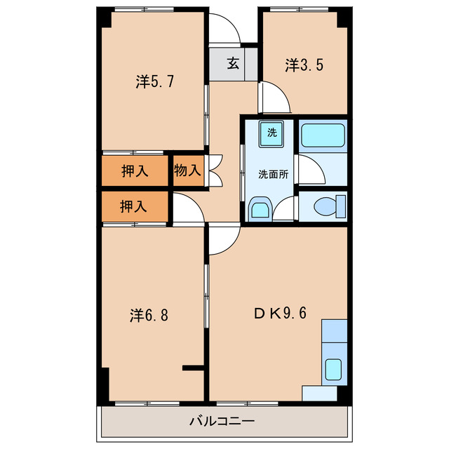 西尾市高畠町のマンションの間取り