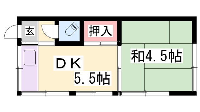 【神戸市兵庫区荒田町のアパートの間取り】