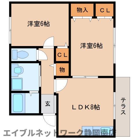 静岡市駿河区中島のアパートの間取り