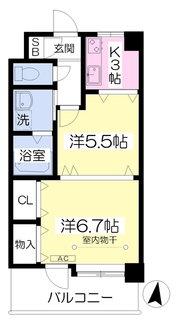 北九州市小倉北区三郎丸のマンションの間取り