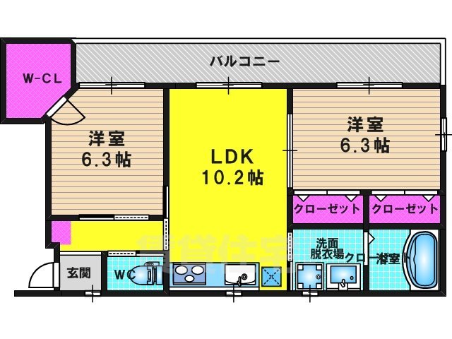 京都市西京区松室中溝町のマンションの間取り