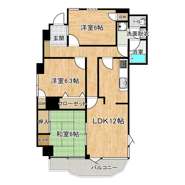 高知市旭町のマンションの間取り