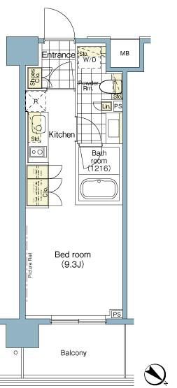 港区赤坂のマンションの間取り