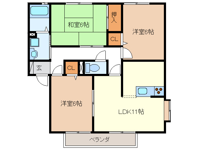 シャンブル南が丘の間取り