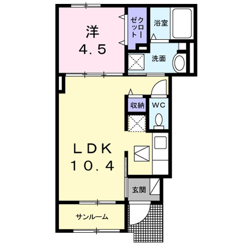 境港市外江町のアパートの間取り