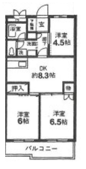 市川市新井のマンションの間取り