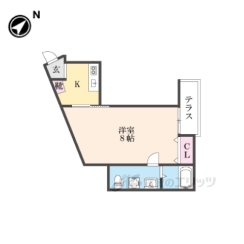 京都市山科区大宅古海道町のアパートの間取り