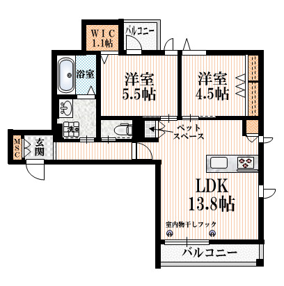 足立区島根のマンションの間取り