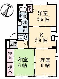 【仲多度郡多度津町大字山階のアパートの間取り】