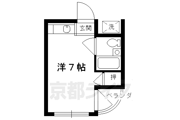 京都市上京区毘沙門横町のアパートの間取り