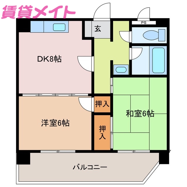 伊勢市古市町のマンションの間取り