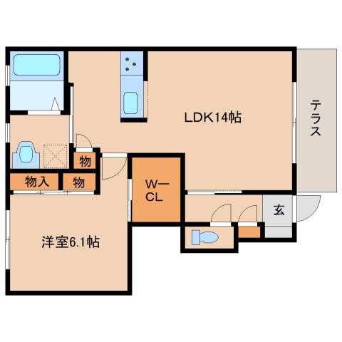 橿原市葛本町のアパートの間取り