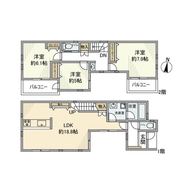田柄戸建の間取り写真