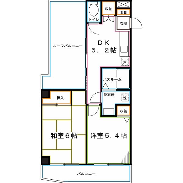 ＪＲ中央線 国分寺駅 徒歩16分 5階建 築36年の間取り写真