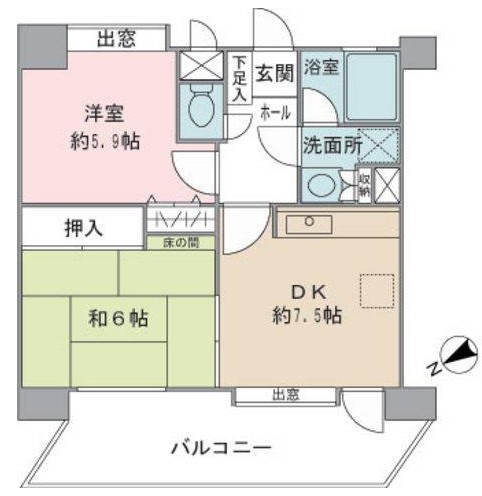 横浜市鶴見区向井町のマンションの間取り