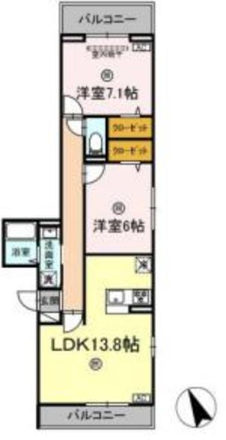 【相模原市中央区相模原のアパートの間取り】