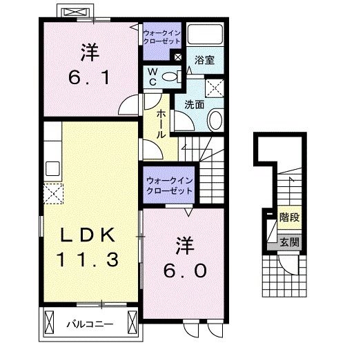 【深谷市小前田のアパートの間取り】