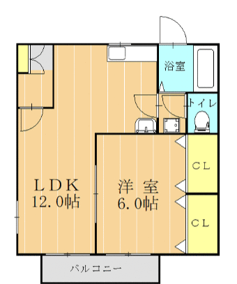 熊本市北区龍田弓削のアパートの間取り