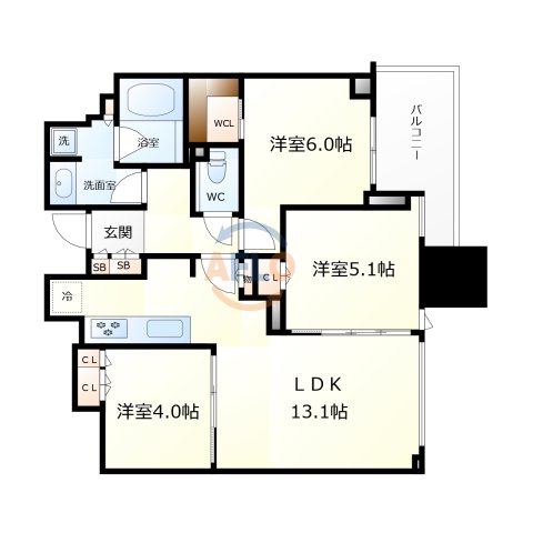 シティタワー大阪本町の間取り