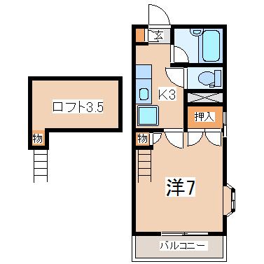 郡山市喜久田町堀之内のアパートの間取り